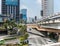 Pasig, Metro Manila, Philippines - EDSA as seen from an elevated walkway in the Ortigas Business District