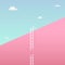 Pass the challenge to reach the goal challenge visual concept with minimalist art design. high giant wall towards the sky and tall