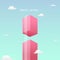 Pass the challenge to reach the goal visual concept with minimalist art design. high giant wall towards the sky and tall ladder