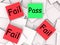 Pass Fail Post-It Notes Mean Approved Or