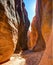 Pass between high walls in Buckskin Gulch canyon, Paria Canyon-Vermilion Cliffs Wilderness, near the Utah-Arizona border, southern