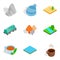 Pass the winter icons set, isometric style