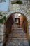 Passage with arch and stairs on the street of Rovinj Croatia