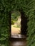 Passage through archway of old ruins