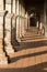 Passage with bench at Mission San Juan Capistrano