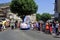 Passage of an E.Leclerc hypermarket advertising car in the Tour de France caravan