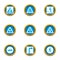 Passage icons set, flat style