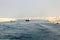 Passage through the Suez Canal by large sea vessels.