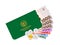 Passbook and thai baht money banknote for farmer, bankbook farmer and bank note money thai baht, farm book and paper money for