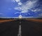 Passenger air plane running on airport runway with beautiful blue sky with white cloud use for transport and traveling journey