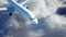 Passenger airbus flying in clouds. Plane. Realistic 4k animation.
