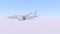 Passenger aircraft in flight.