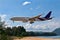 Passenger aircraft over the beach