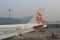 Passenger aircraft on the runway of Hong Kong