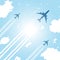 Passenger aircrafts flying in sky