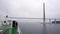 A passenger airliner sets sail from the Russian bridge over the Vostochny Bosphorus in Vladivostok.