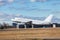 Passenger airliner taking off at an airport