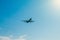 Passenger airplane against blue sky