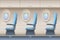 Passenger airplane vector interior. Aircraft indoor with comfortable chairs and portholes