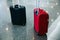 Passenger baggage luggage airport bag blue red blak wait