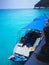 Passenger boat anchored in stunning turquoise water
