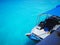 Passenger boat anchored in stunning turquoise water