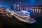 Passenger Boat with Fireworks in Background