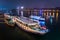 Passenger Boat with Fireworks in Background