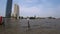 Passenger boat goes down the river in Bangkok