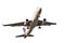 Passenger business airplane take off and flying on white background, use for air transport, journey and travel concept