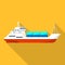 Passenger cargo ship icon, flat style