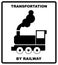 Passenger and cargo transportation by railways vector illustration. Cargo shipping banner for box. Vector illustration