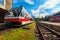 Passenger commuter electric train at the station,Strbske Pleso,Slovakia