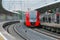 Passenger electric train of russian railways at the station of Moscow Central Circle line