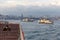 Passenger ferries sailing in the Bosphorus during the coronavirus pandemic days in Istanbul, Turkey