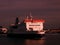 Passenger ferry-boat at sunset at Calais