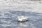 Passenger Ferry crosses the frozen St Lawrence river from Levis to Quebec City