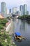 Passenger ferrys crossing pasig river Rockwell Manila