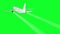 Passenger flying Plane animation. A condensation trail of an airplane. Green screen 4k footage.