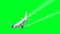 Passenger flying Plane . Isolate green screen. . A condensation trail of an airplane. 3d rendering.