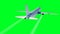 Passenger flying Plane . Isolate green screen. . A condensation trail of an airplane. 3d rendering.