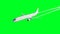 Passenger flying Plane . Isolate green screen. . A condensation trail of an airplane. 3d rendering.