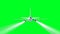Passenger flying Plane . Isolate green screen. . A condensation trail of an airplane. 3d rendering.