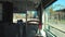 Passenger interior view, empty seats in a Barcelona public bus during the day