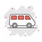 Passenger minivan sign icon in comic style. Car bus vector cartoon illustration on white isolated background. Delivery truck