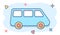 Passenger minivan sign icon in comic style. Car bus vector cartoon illustration on white isolated background. Delivery truck