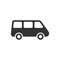 Passenger minivan sign icon in flat style. Car bus vector illustration on white isolated background. Delivery truck banner