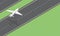 Passenger plane takeoff isometric vector illustration. Civil aviation industry, transportation business, commercial