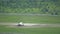 Passenger plane turns on the steering track before preparing for takeoff