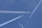 Passenger planes crossing with chemtrails